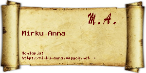 Mirku Anna névjegykártya